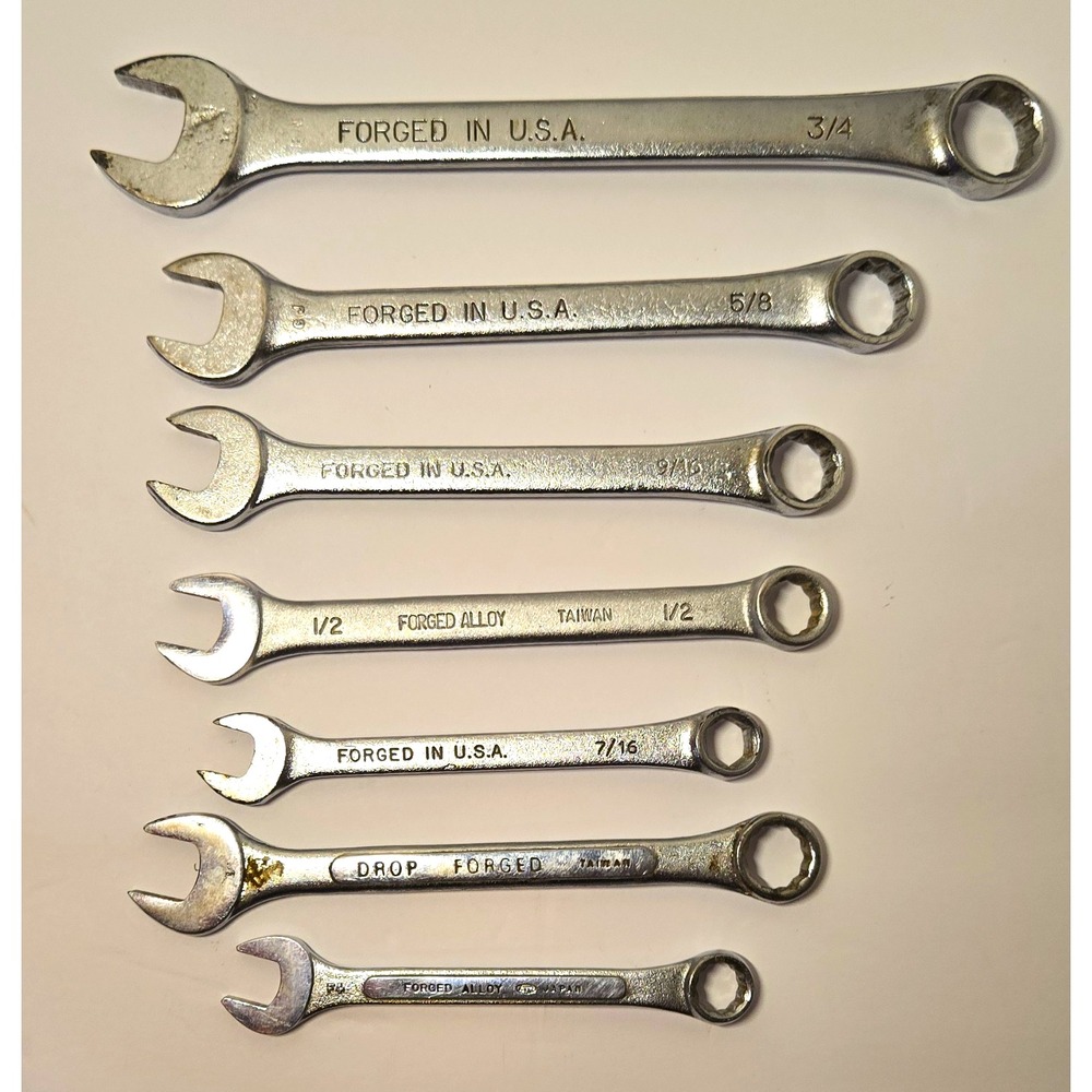 7 Piece USA Taiwan Japan Forged 12 Point Wrench Set Master Mechanic Fuller